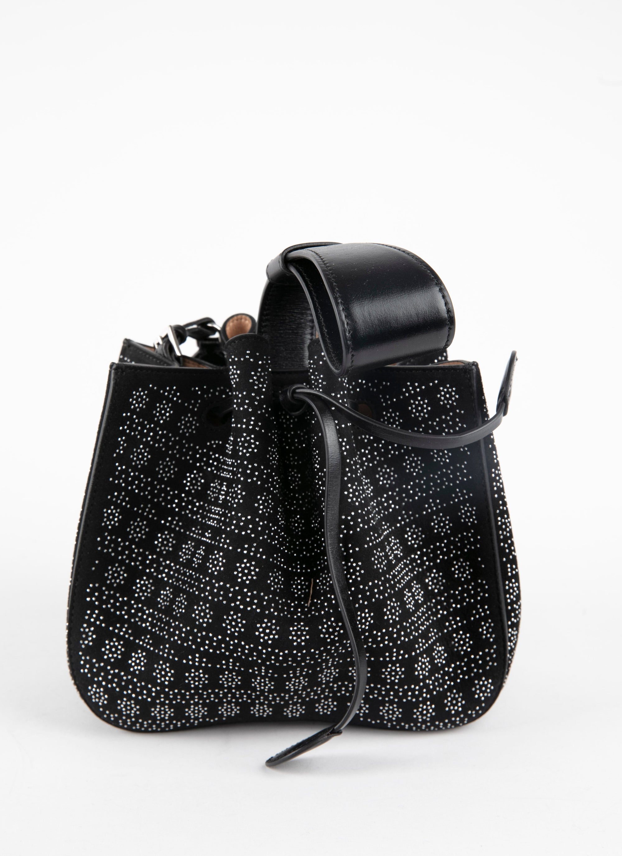 Leather Rose Marie bag with studs - Black intense