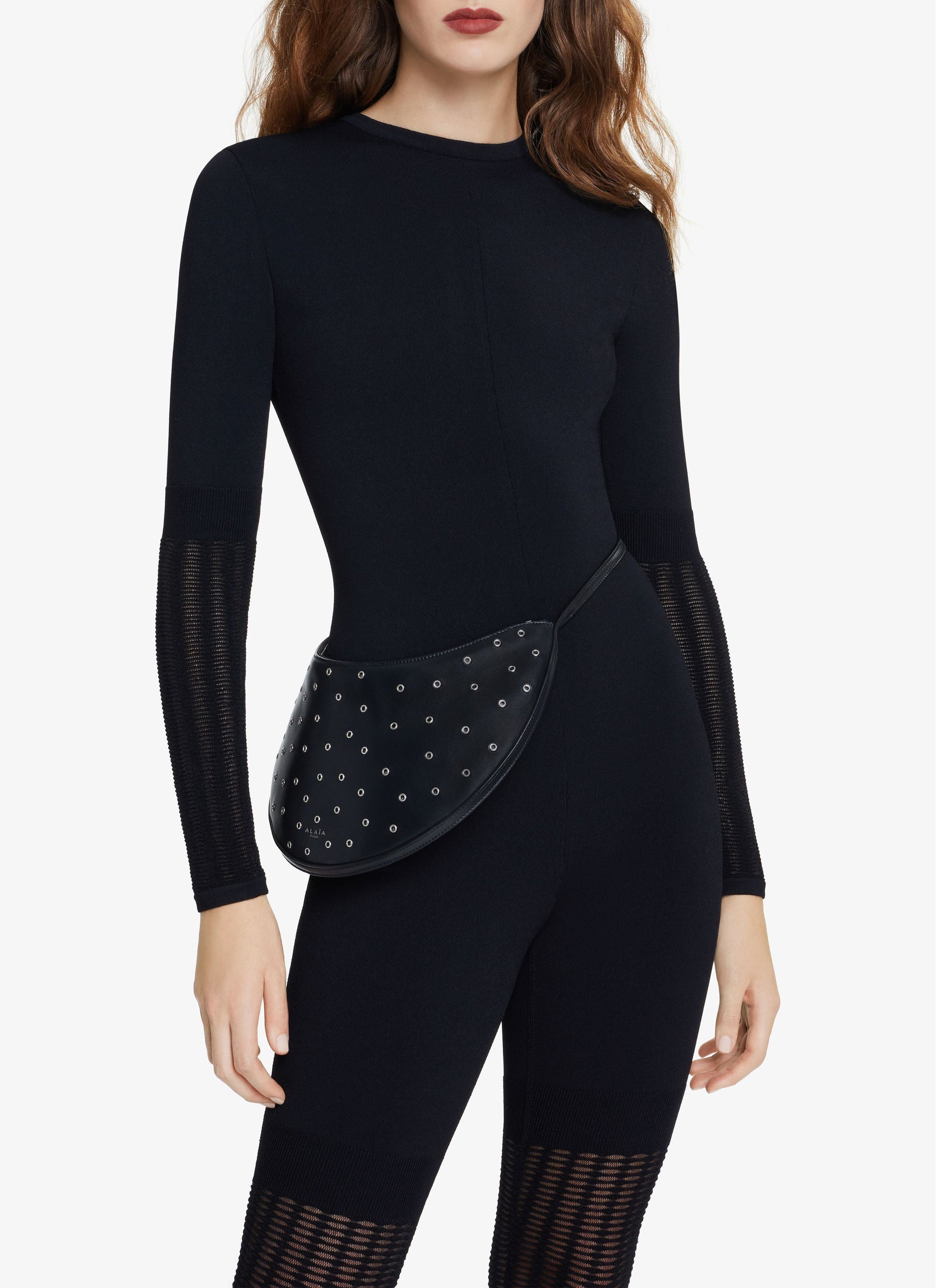 Sac porté épaule Le Demi-Lune en cuir - Noir