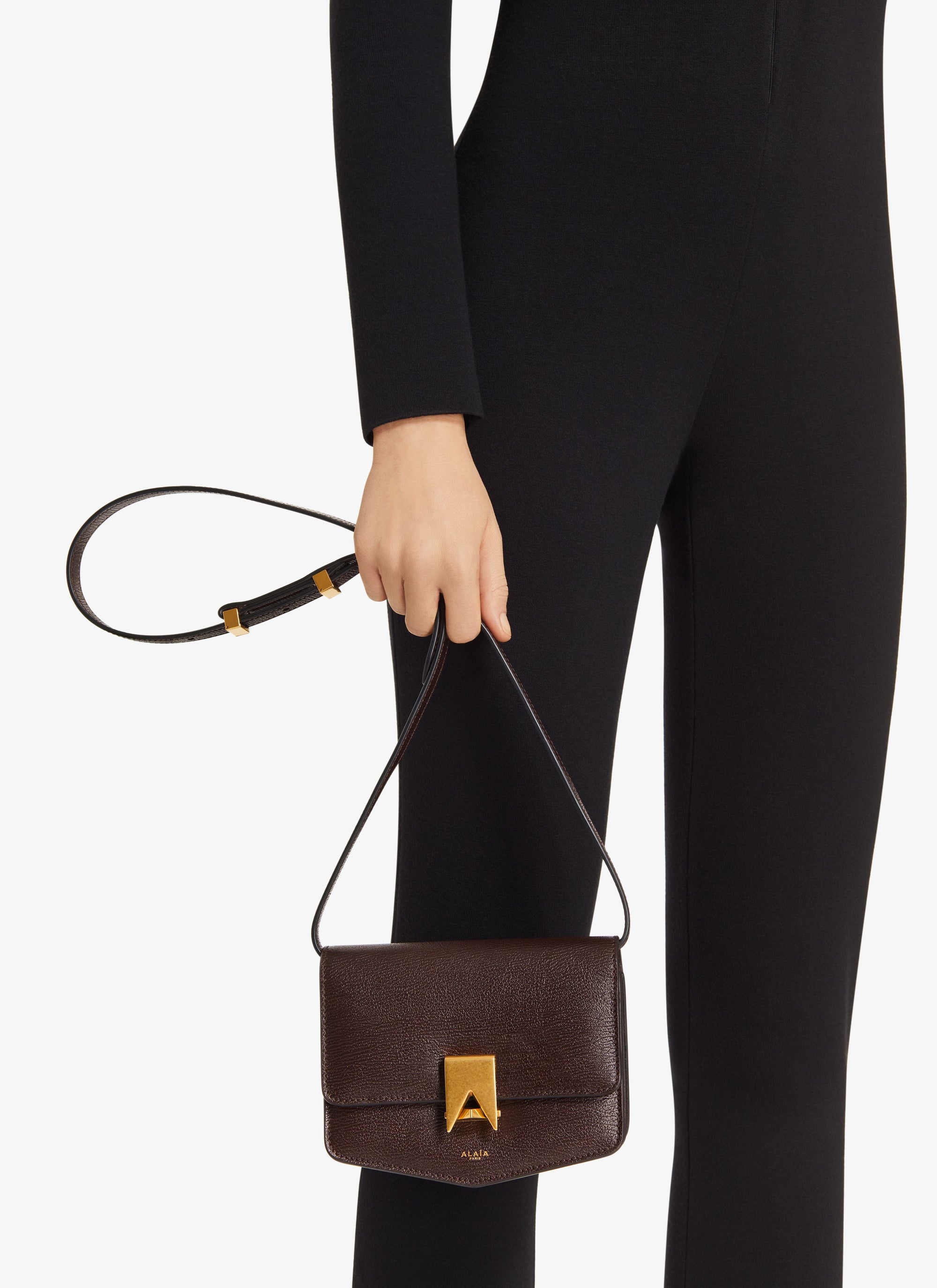 Le Papa Small Leather Bag - Dark brown