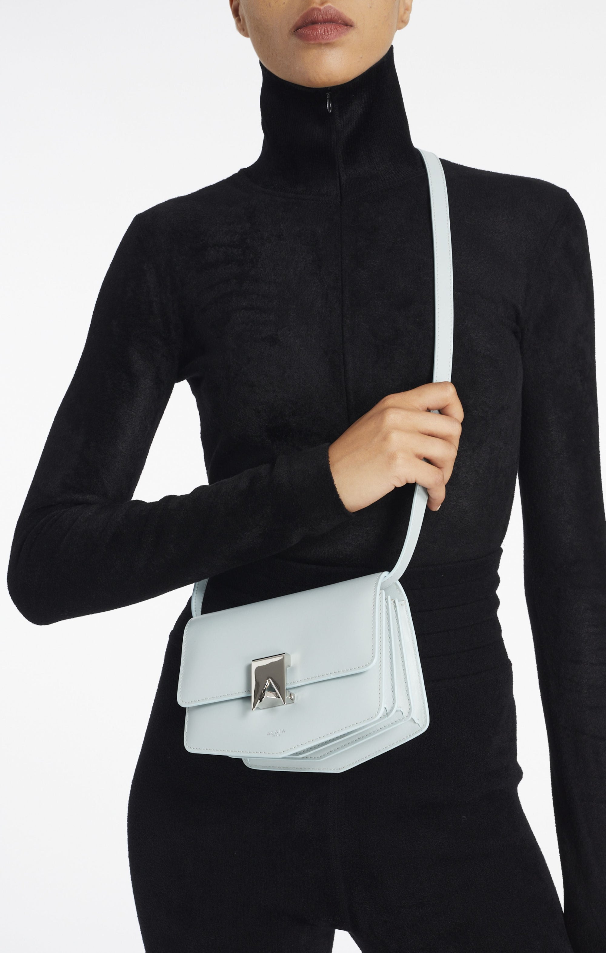 Petit sac Le Papa en cuir - Noir & Argent
