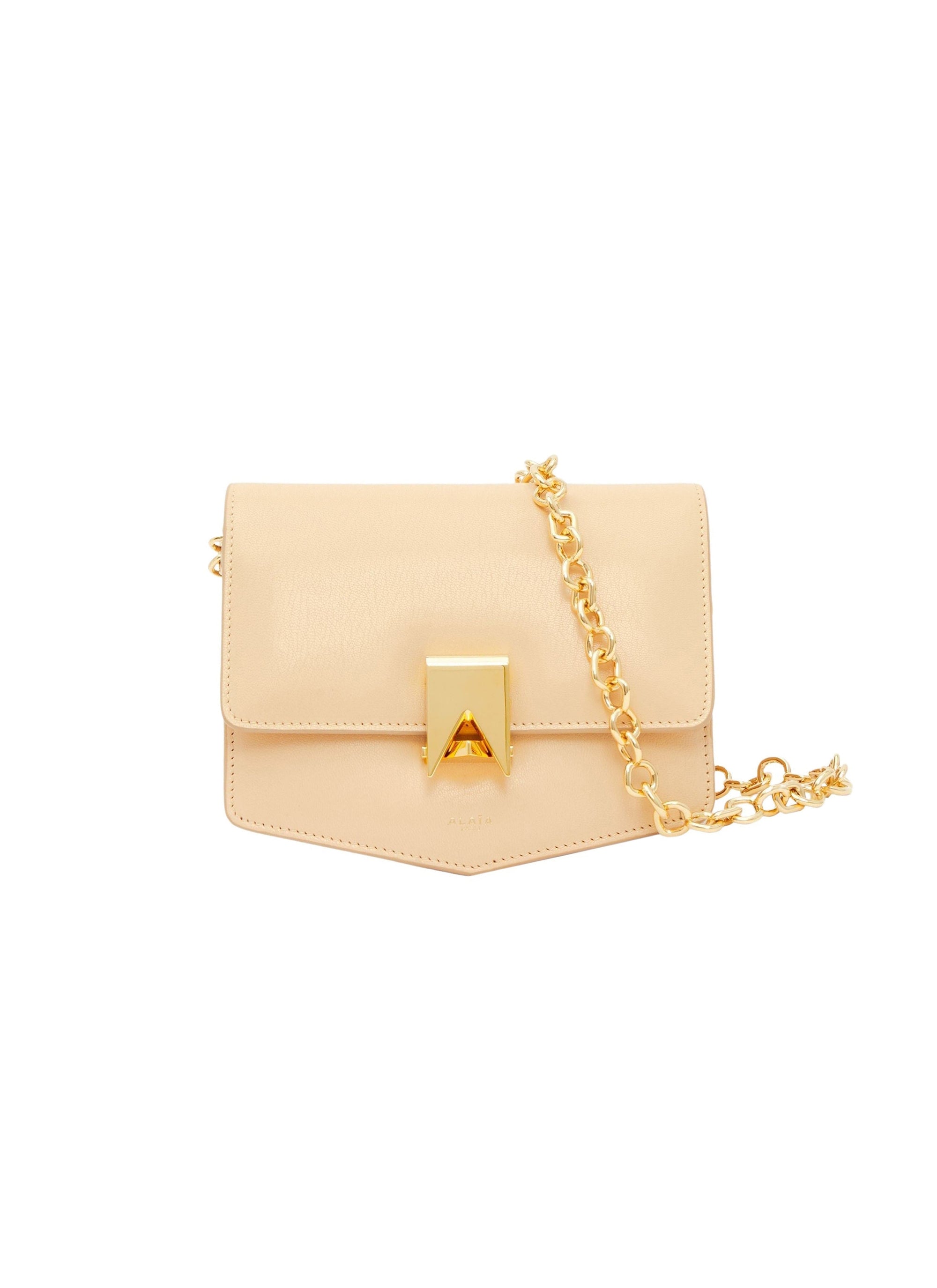 Le Papa shiny leather chain bag - Dune