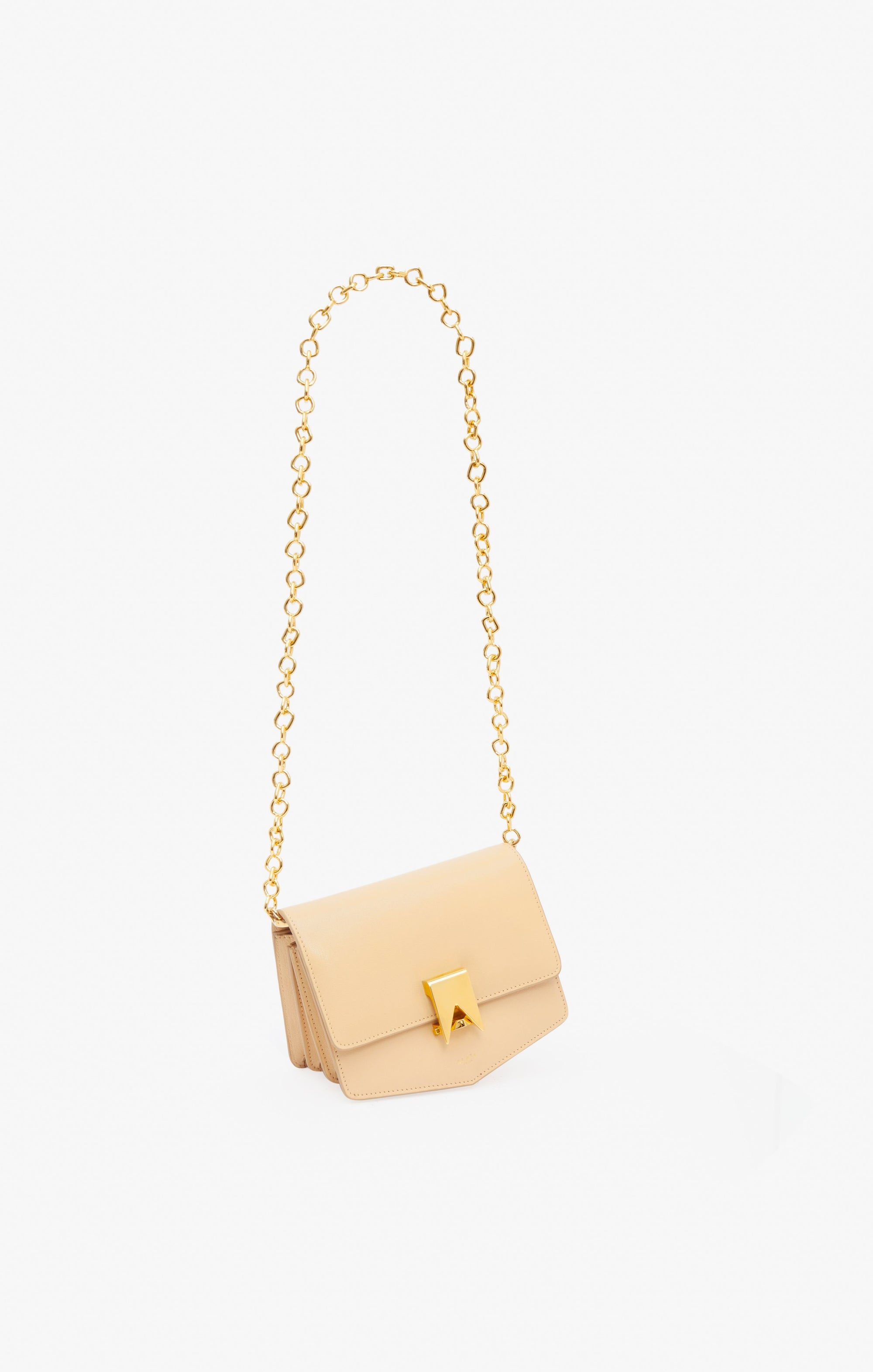 Le Papa shiny leather chain bag - Dune