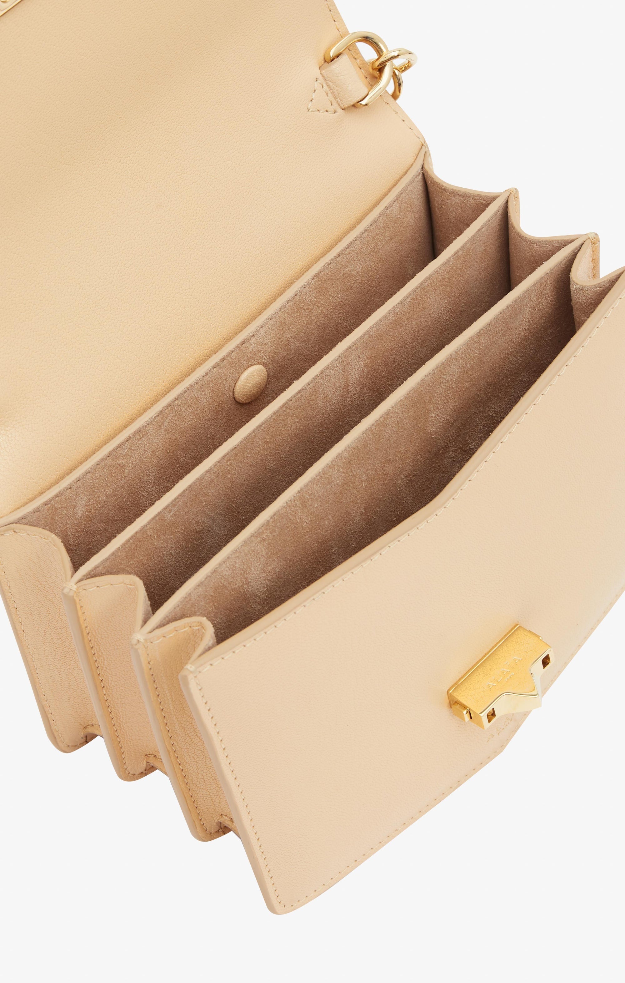 Le Papa shiny leather chain bag - Dune