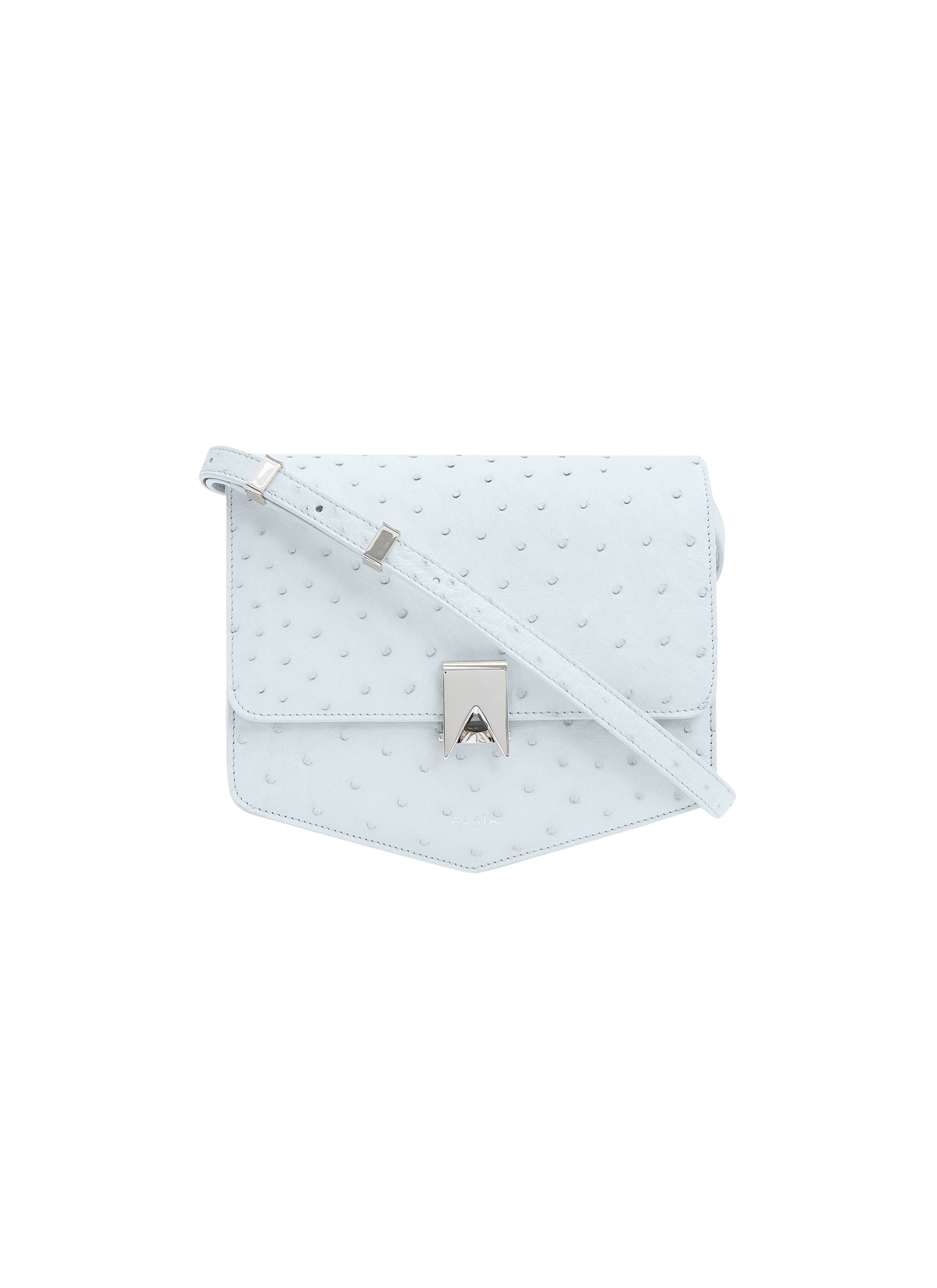 Sac Le Papa à chaine en cuir brillant - Bleu Pastel