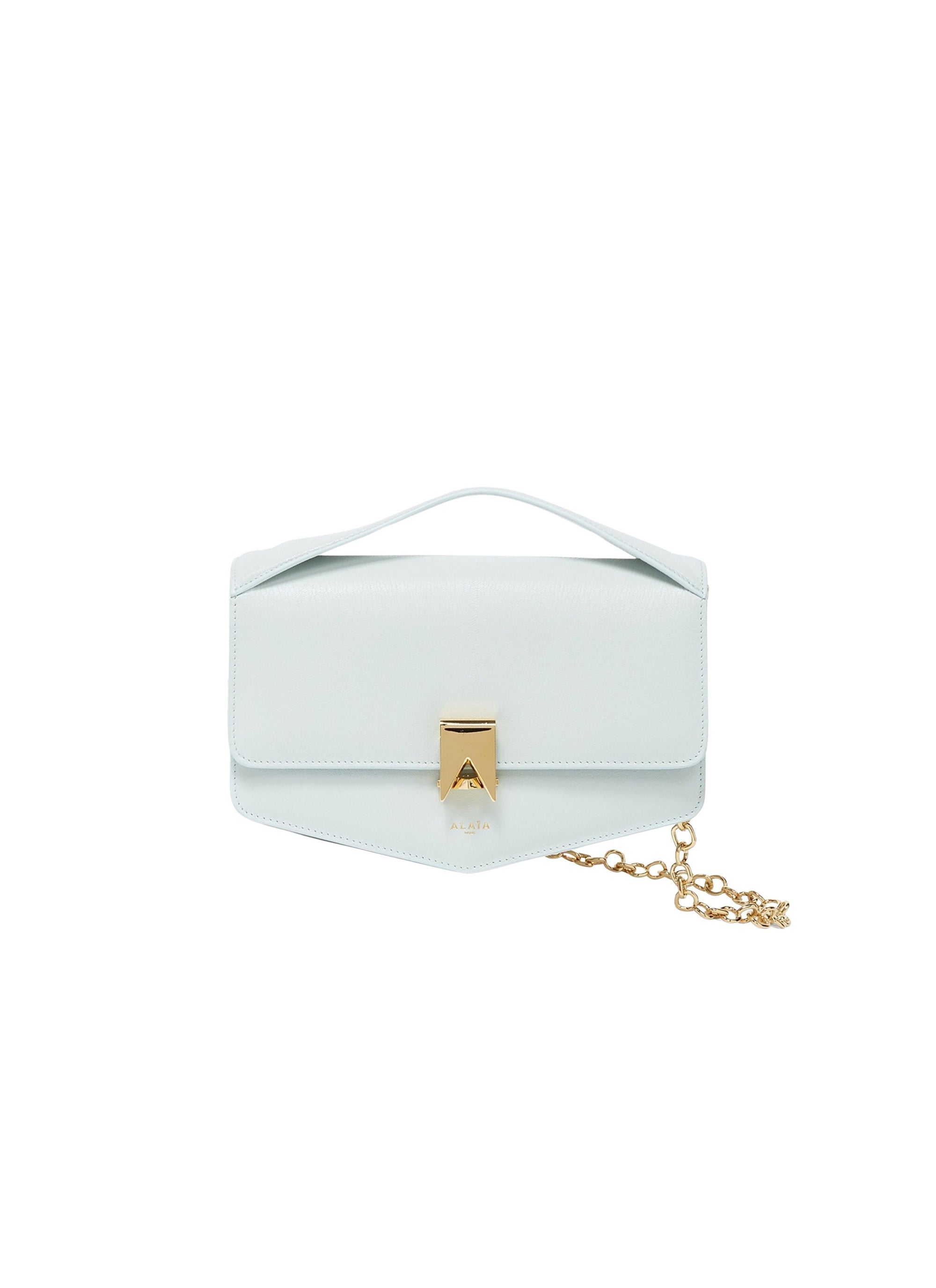 Sac porté épaule Le Papa en cuir - Menthe Pastel