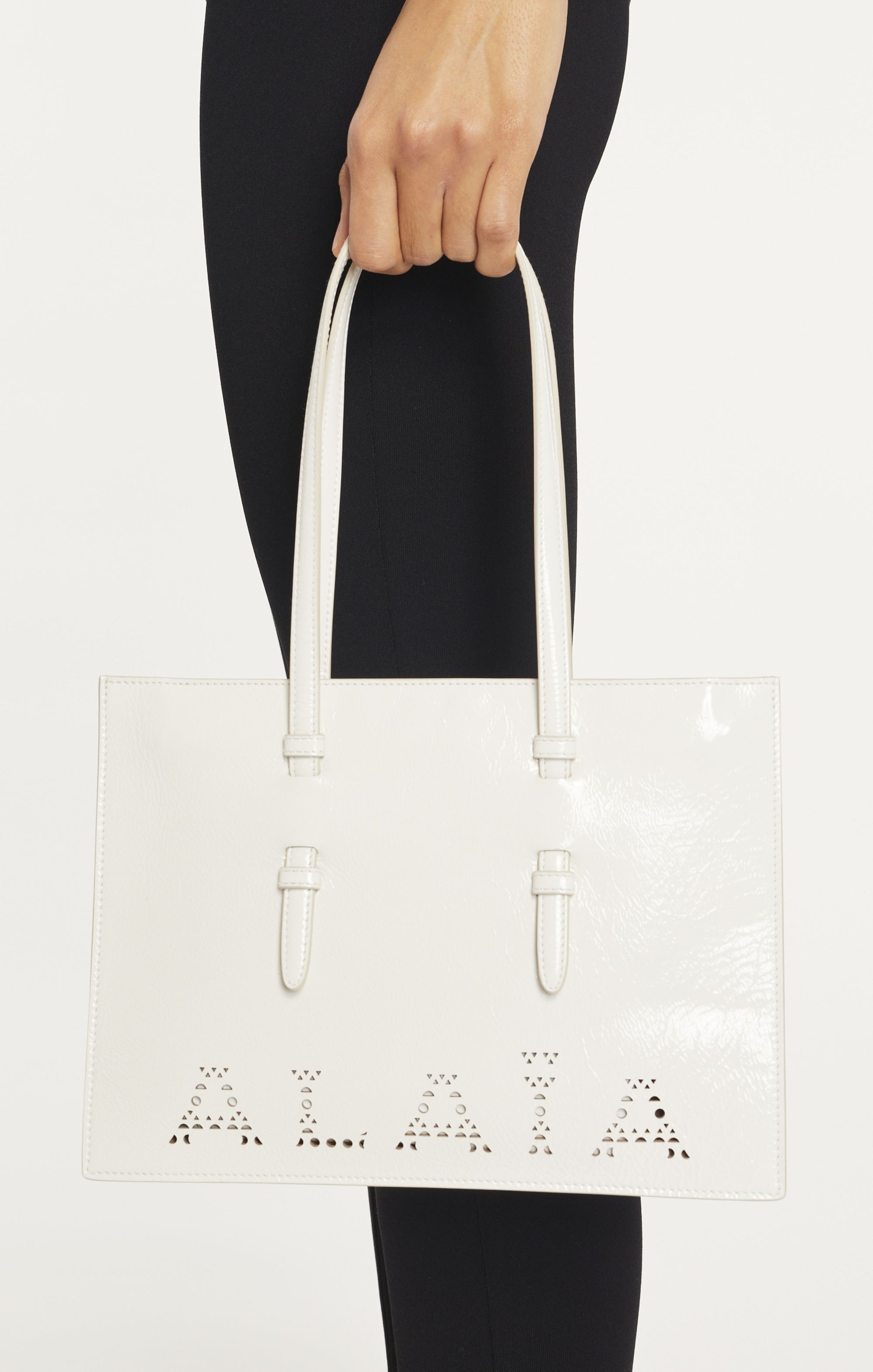 Petit sac cabas Mina en cuir - Blanc Optique