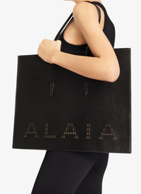 Large Leather Shopping Bag Mina - Black