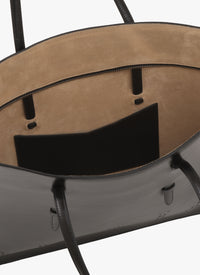 Large Leather Shopping Bag Mina - Black