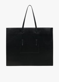 Large Leather Shopping Bag Mina - Black