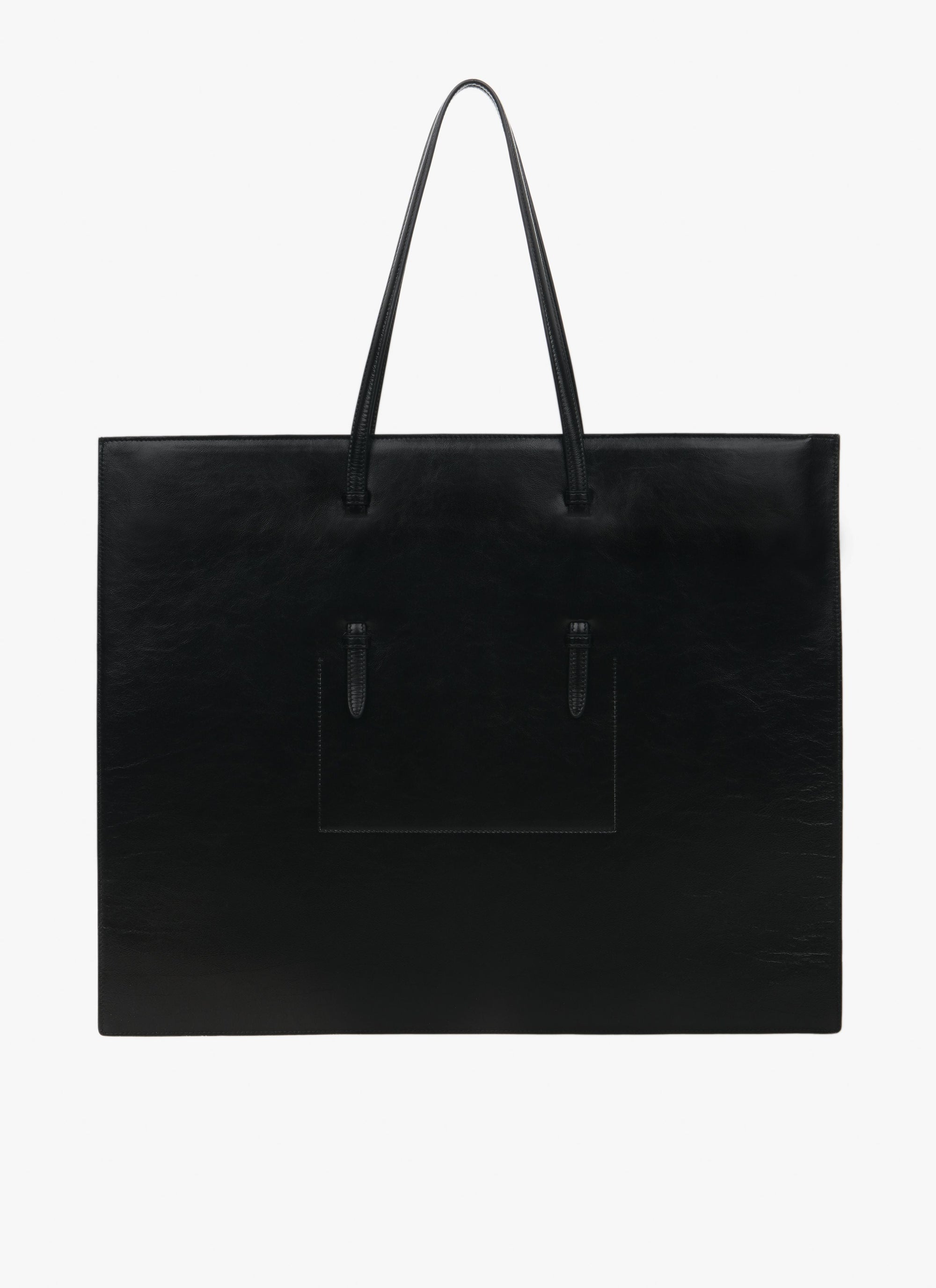 Large Leather Shopping Bag Mina - Black