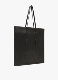 Large Leather Shopping Bag Mina - Black