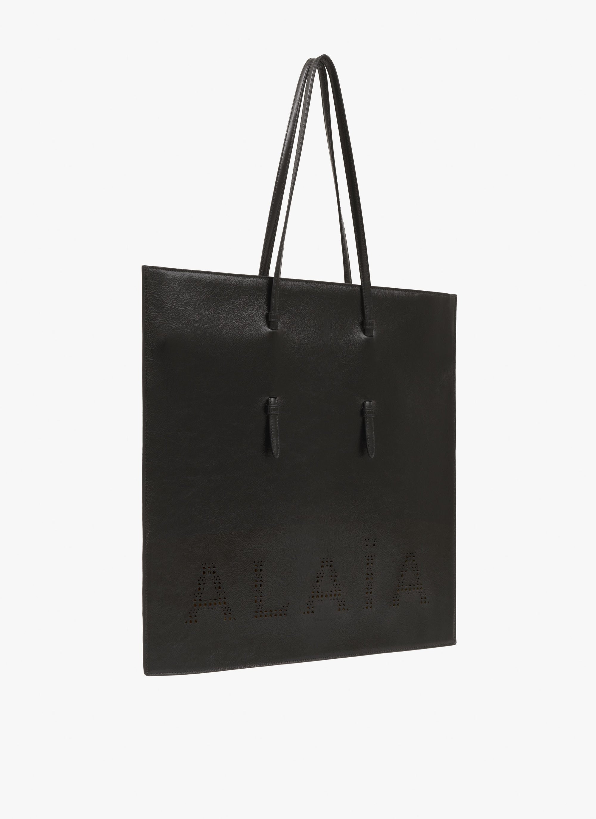 Large Leather Shopping Bag Mina - Black