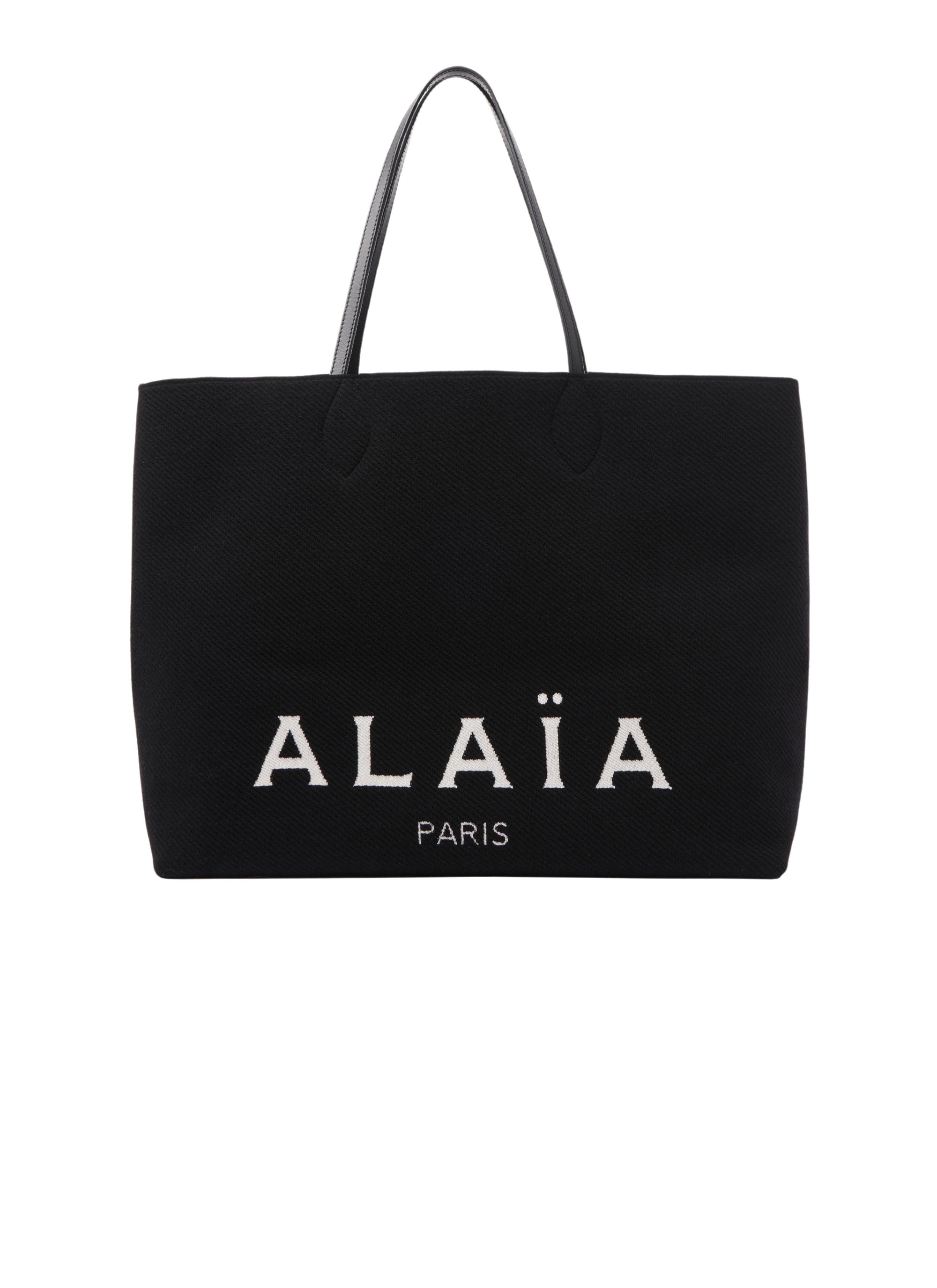 Sac cabas tissé en laine mélangée - Noir