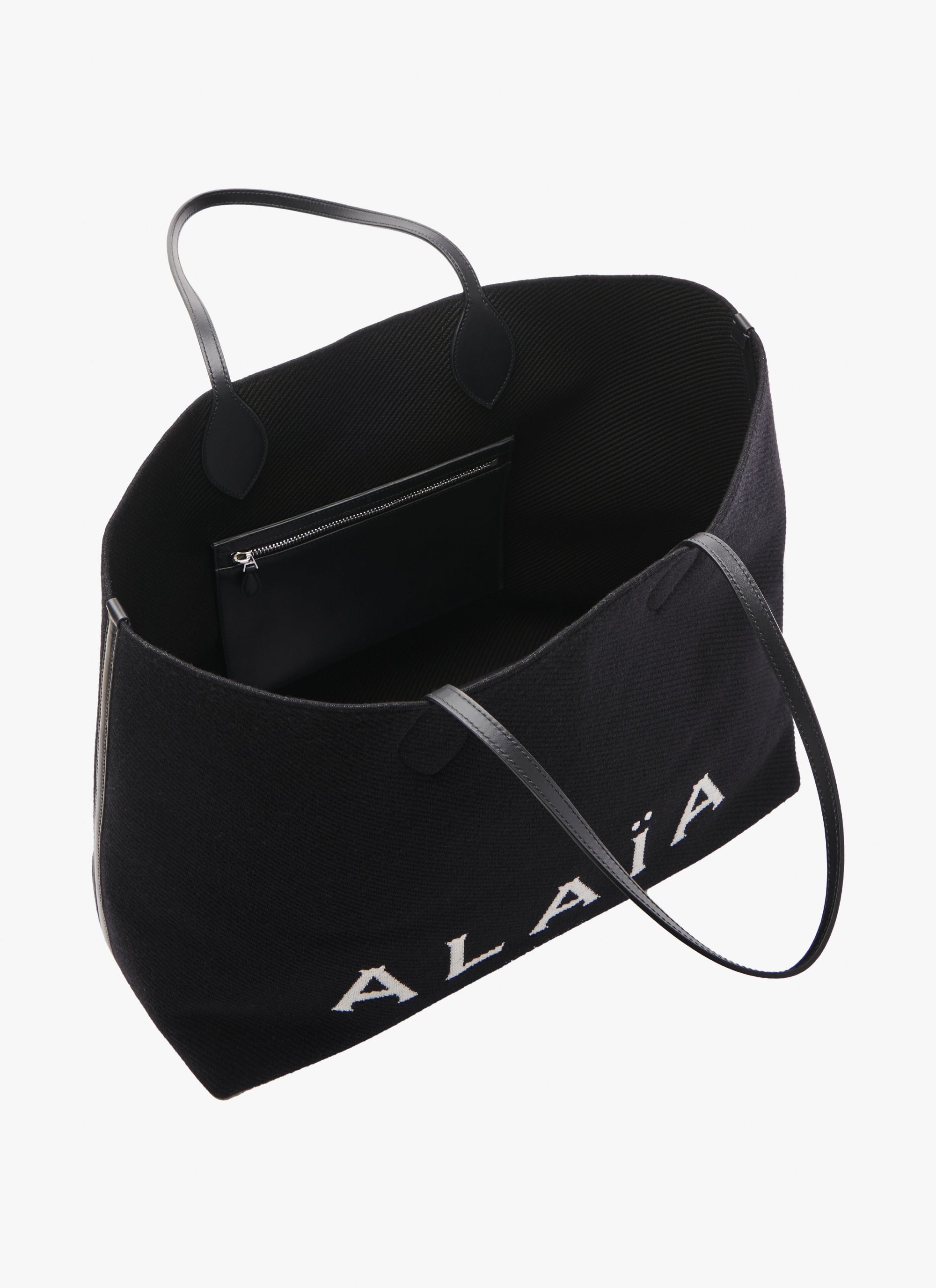 Sac cabas tissé en laine mélangée - Noir