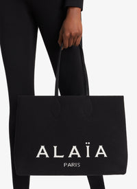 Sac cabas tissé en laine mélangée - Noir