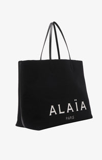 Large wool blend tote bag - Black