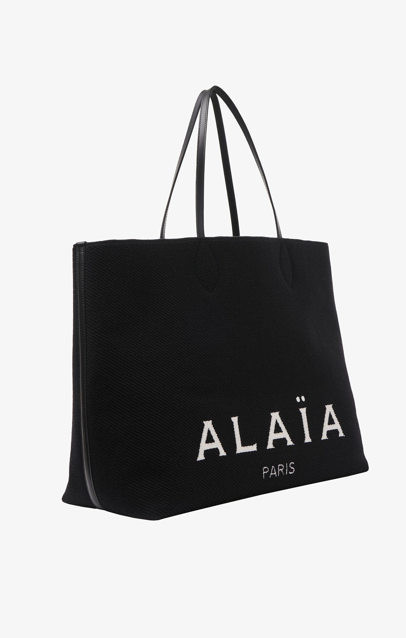 Large wool blend tote bag - Black