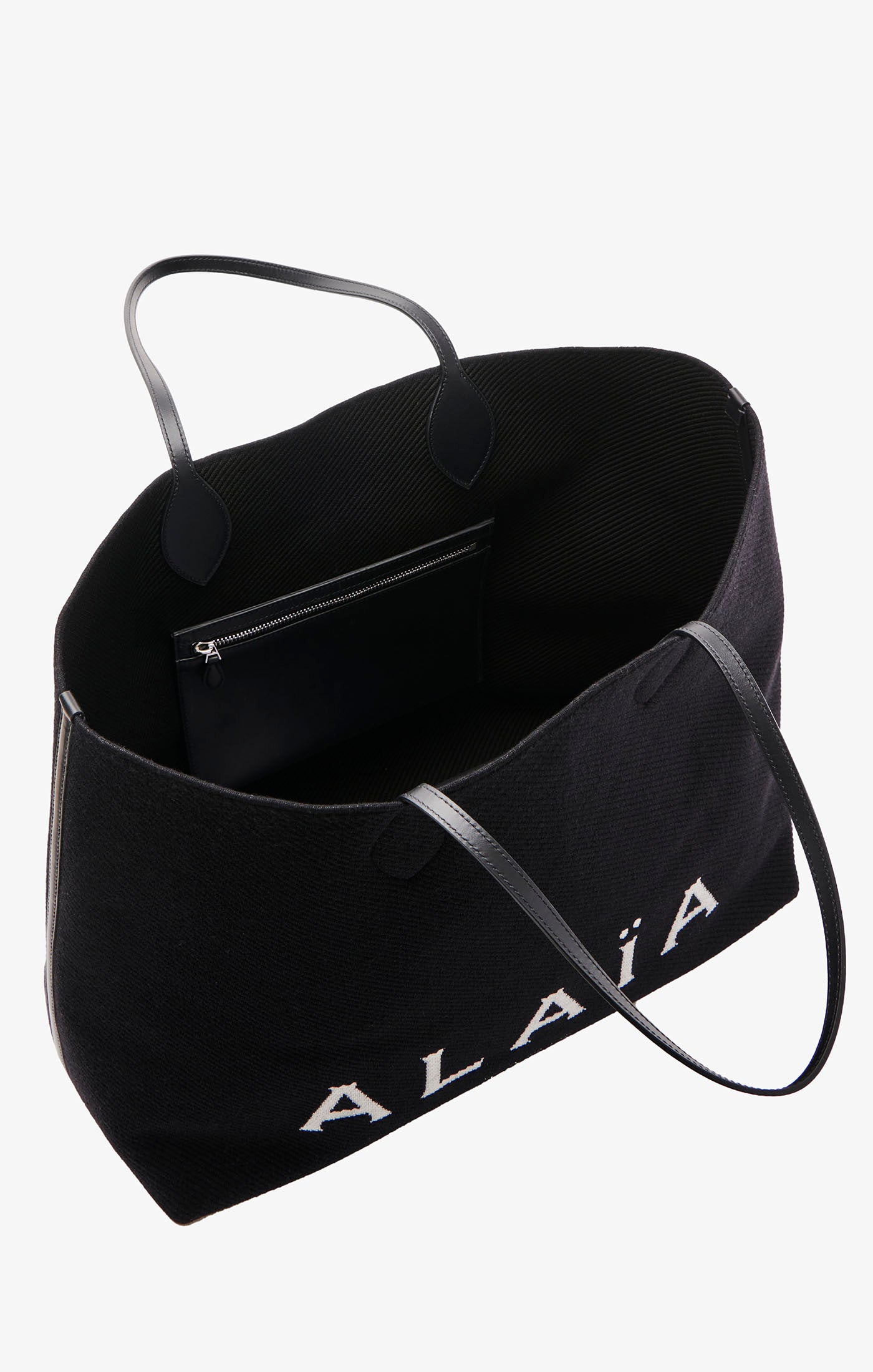 Large wool blend tote bag - Black
