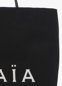 Large wool blend tote bag - Black