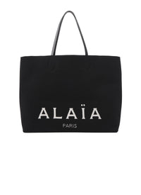 Large wool blend tote bag - Black