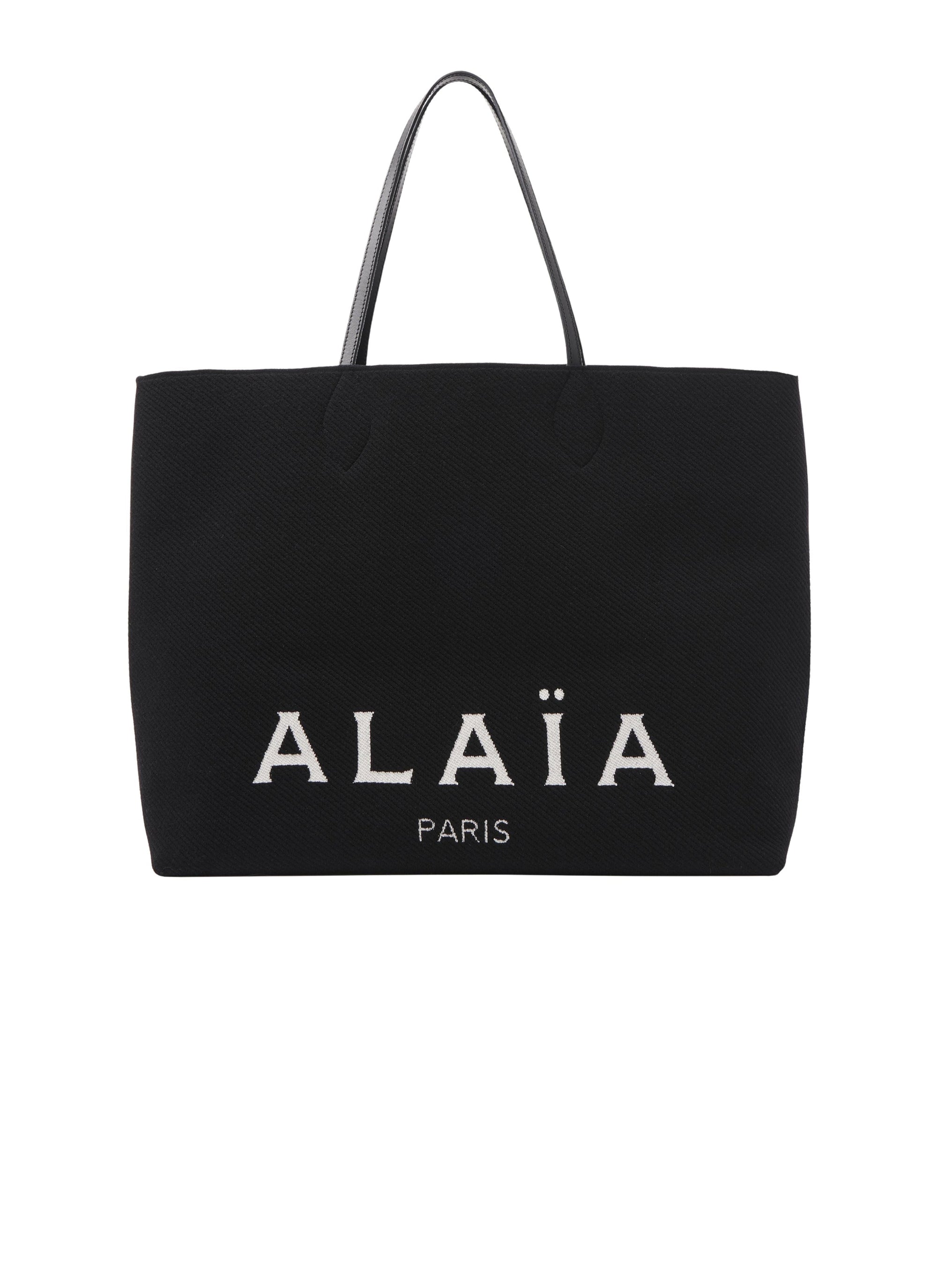 Large wool blend tote bag - Black