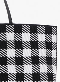 Grand sac cabas à carreaux - Noir & Blanc