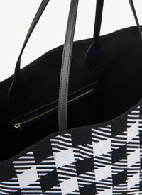 Grand sac cabas à carreaux - Noir & Blanc