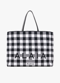 Grand sac cabas à carreaux - Noir & Blanc