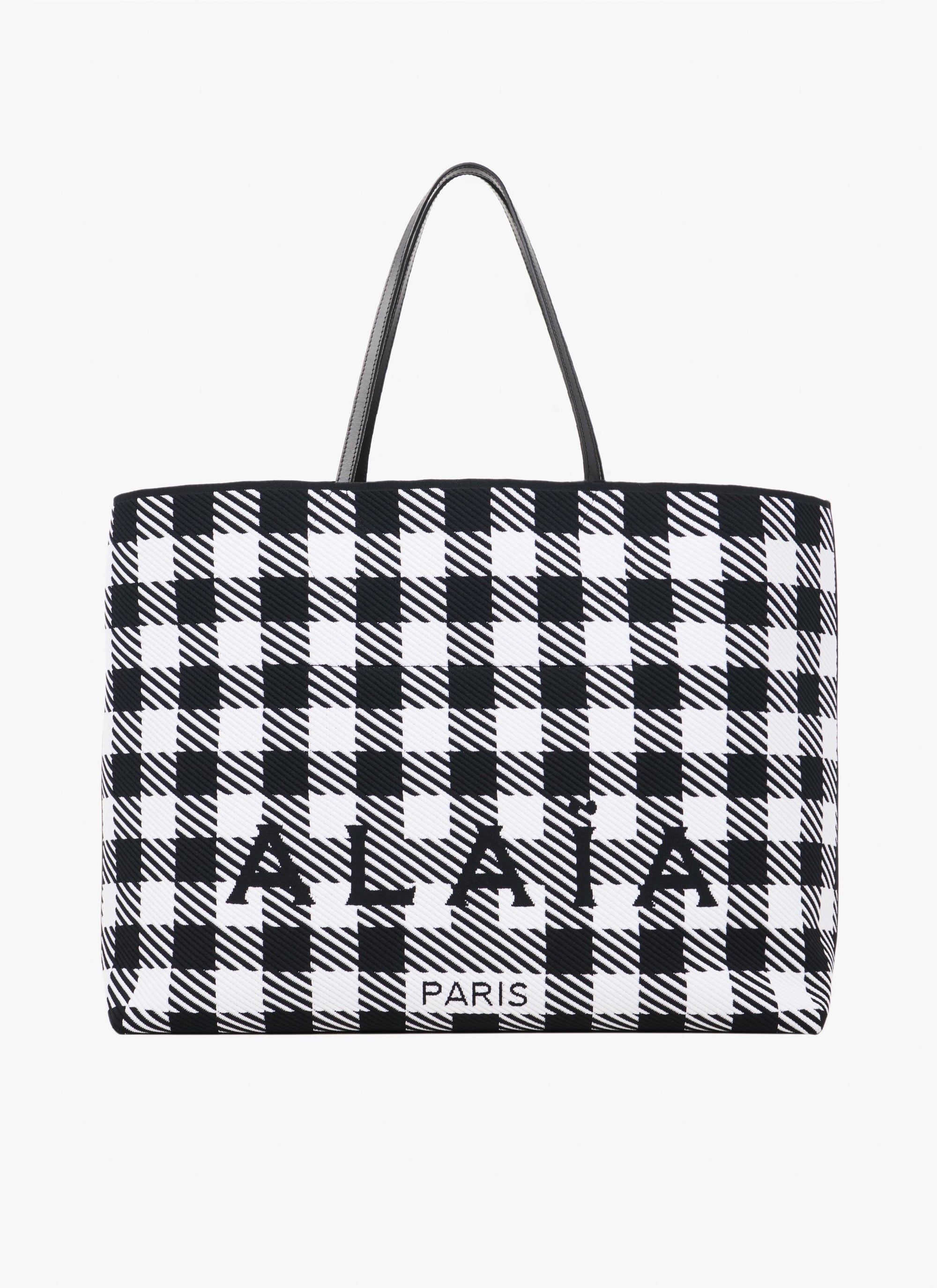 Grand sac cabas à carreaux - Noir & Blanc
