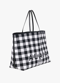 Grand sac cabas à carreaux - Noir & Blanc