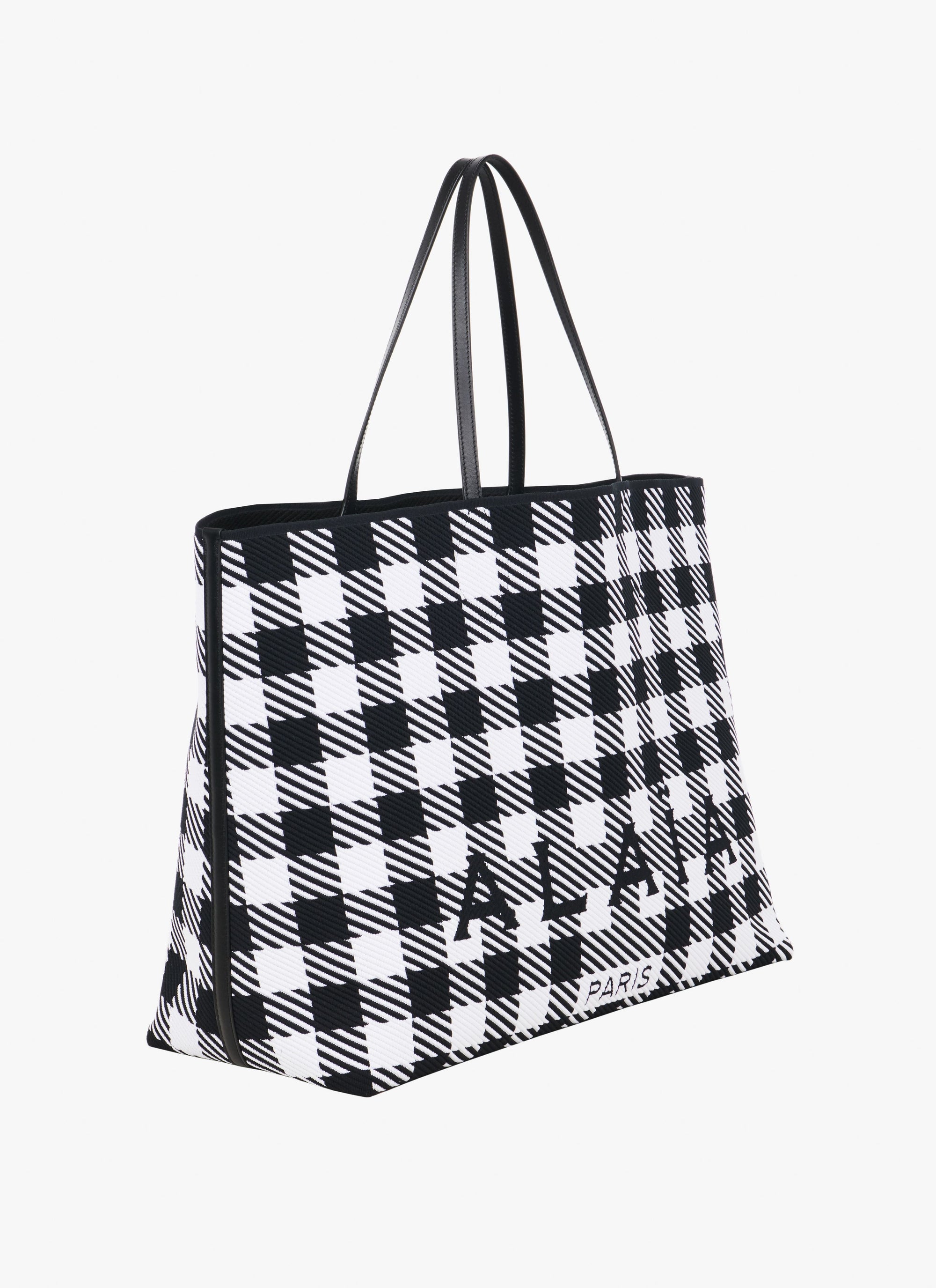 Grand sac cabas à carreaux - Noir & Blanc