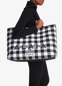 Grand sac cabas à carreaux - Noir & Blanc