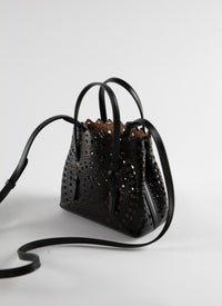 Nano bag Mina in leather - Black intense