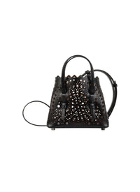 Nano bag Mina in leather - Black intense