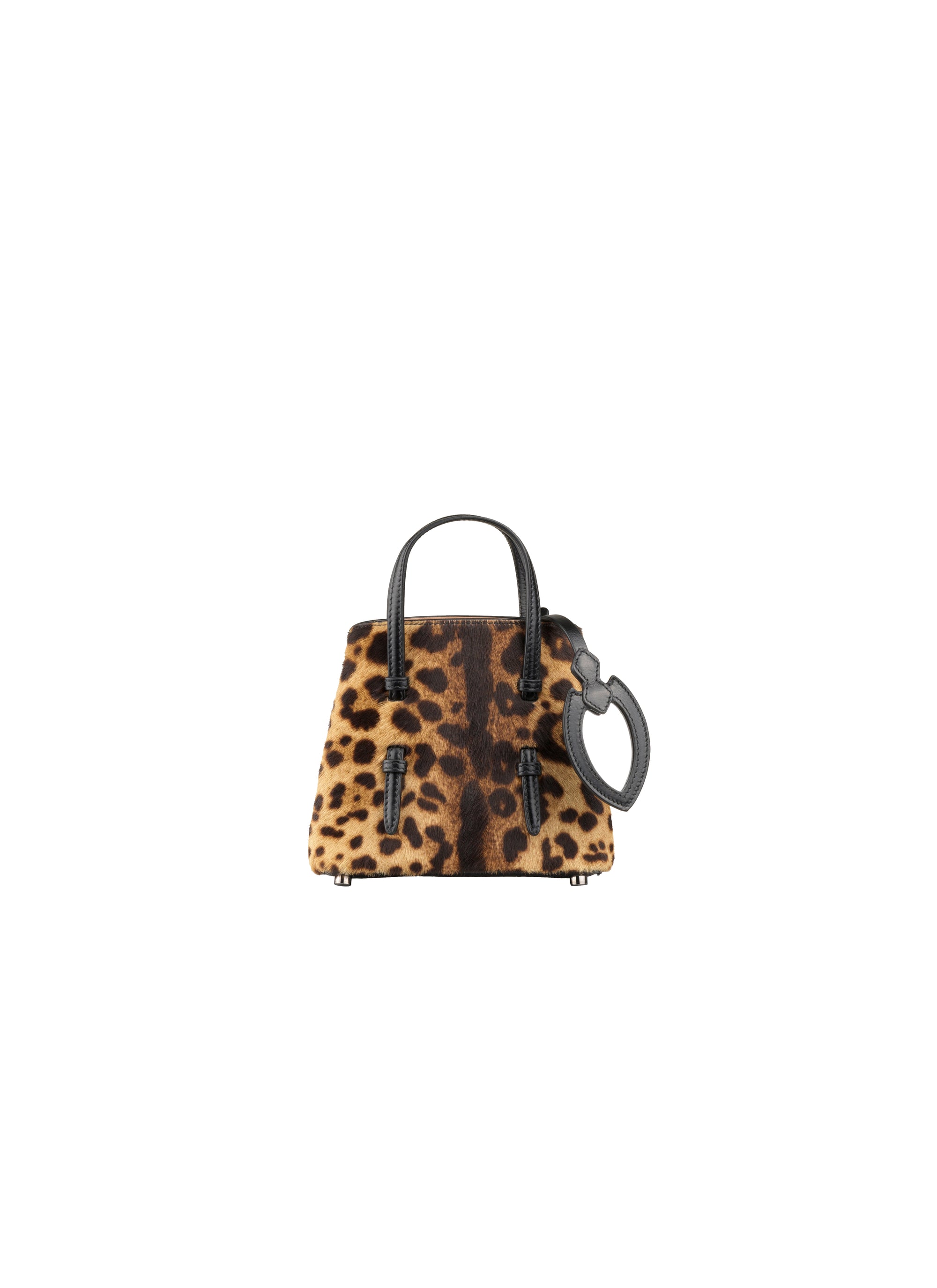 Mini cheetah print bag in leather - Mordor & Black
