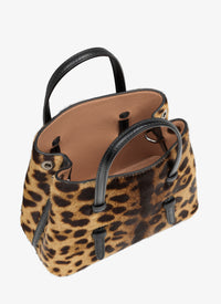 Mini cheetah print bag in leather - Mordor & Black