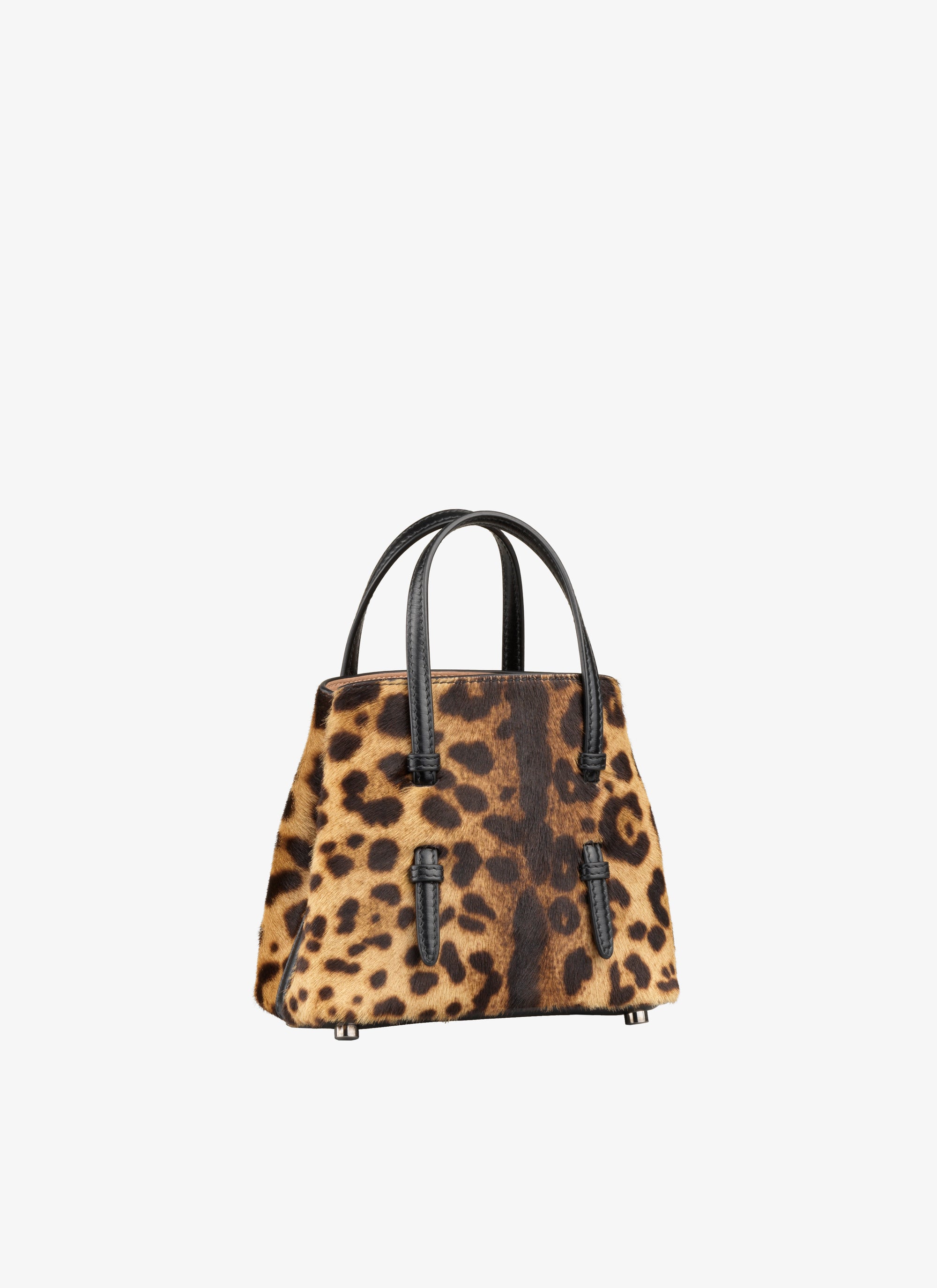 Mini cheetah print bag in leather - Mordor & Black