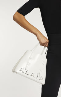 Sac Mina 25 perforé en cuir - Blanc Optique