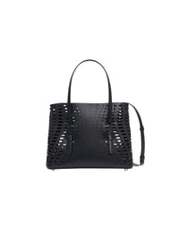 Sac cabas Mina 25 à cuir perforé - Noir