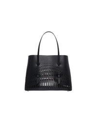Mina 32 Tote Bag, Perforated Leather - Black