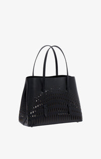 Mina 32 Tote Bag, Perforated Leather - Black