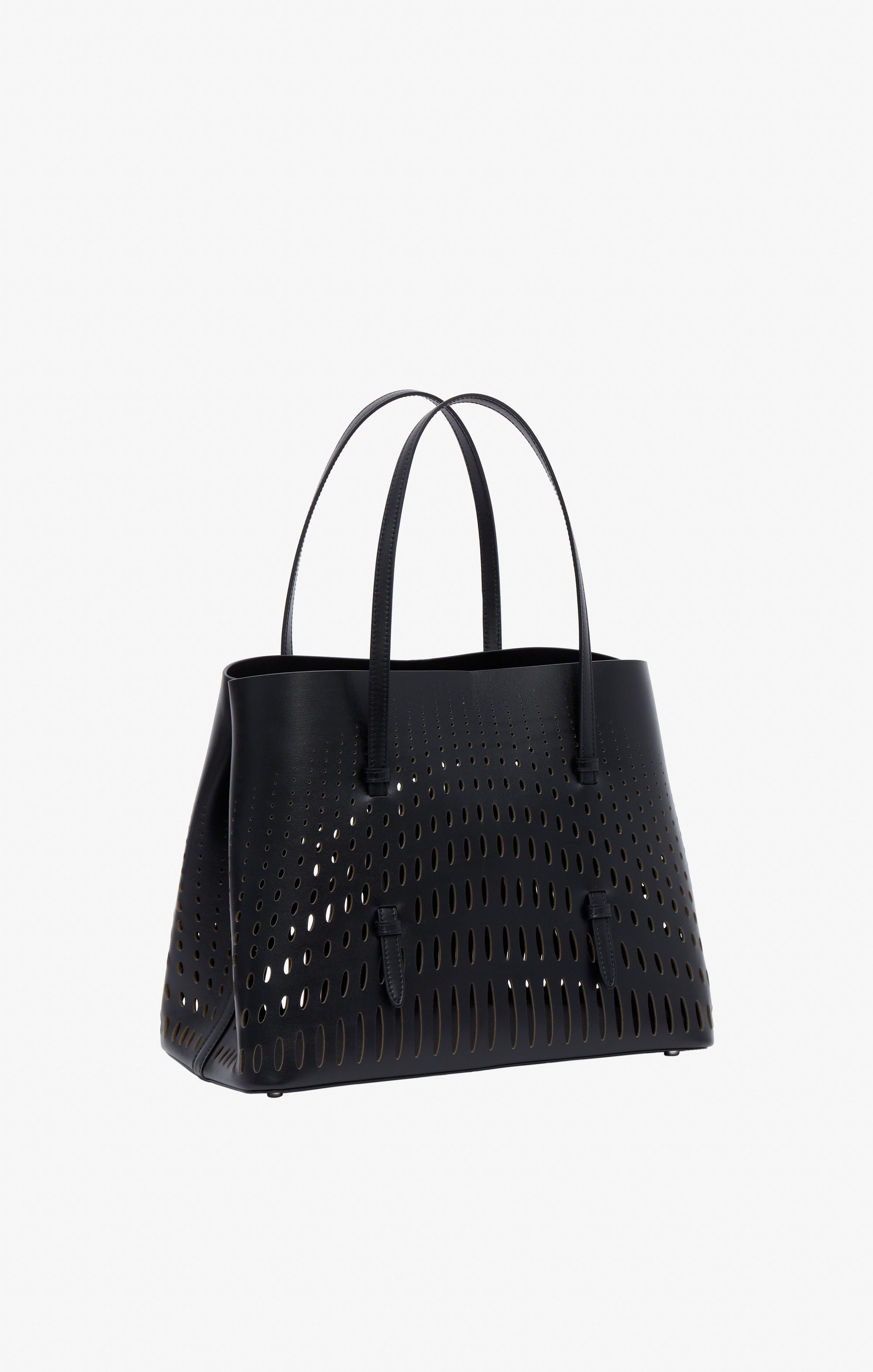 Mina 32 Tote Bag, Perforated Leather - Black
