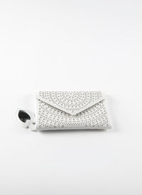 Pochette à motif ajouré en cuir - Blanc Optique