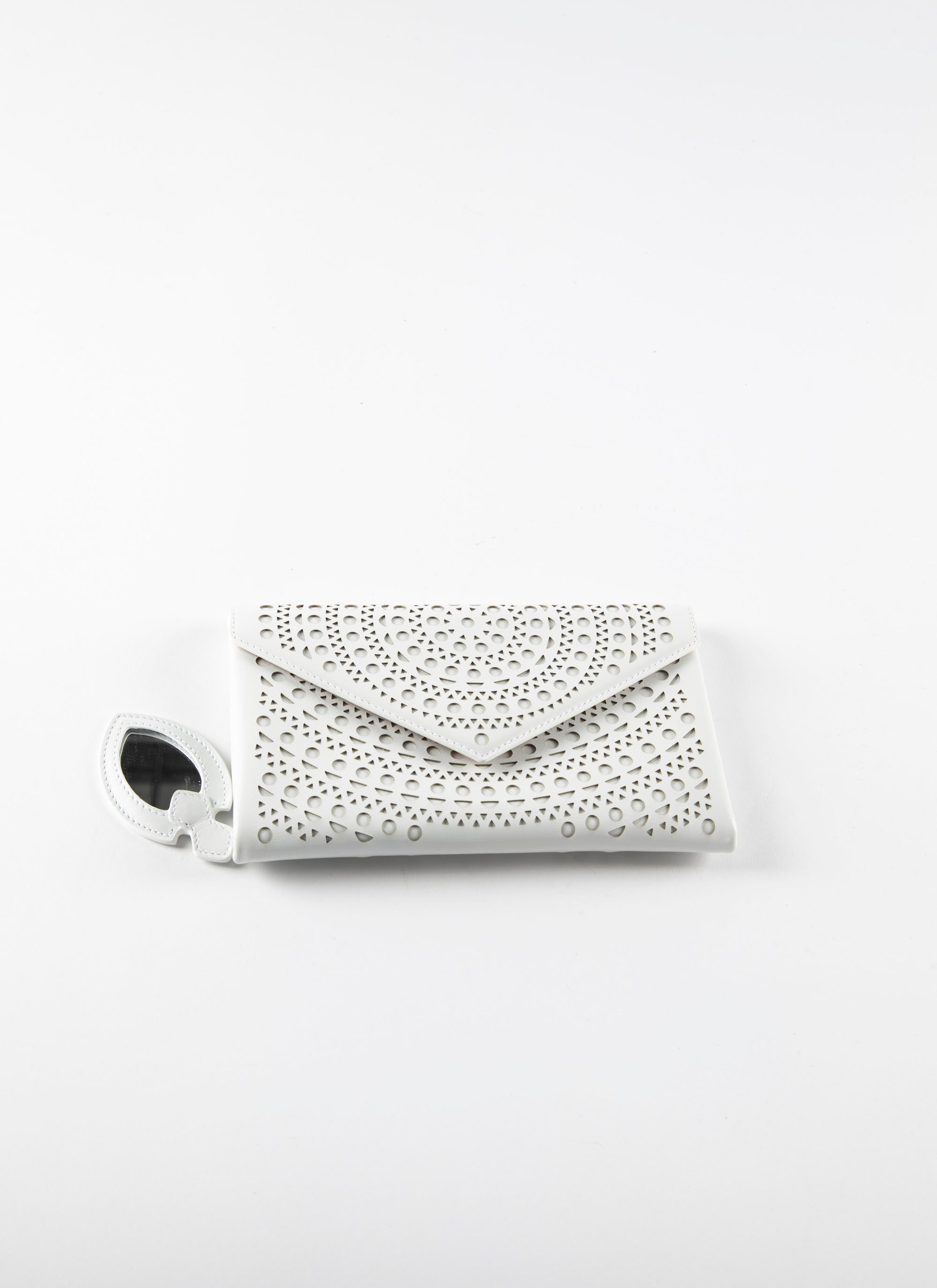 Pochette à motif ajouré en cuir - Blanc Optique
