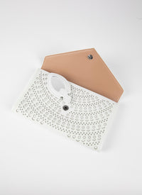 Pochette à motif ajouré en cuir - Blanc Optique