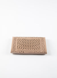 Openwork leather clutch bag - Sand