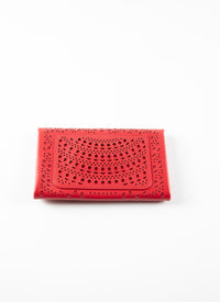 Pochette à motif ajouré en cuir - Rouge Vermeil