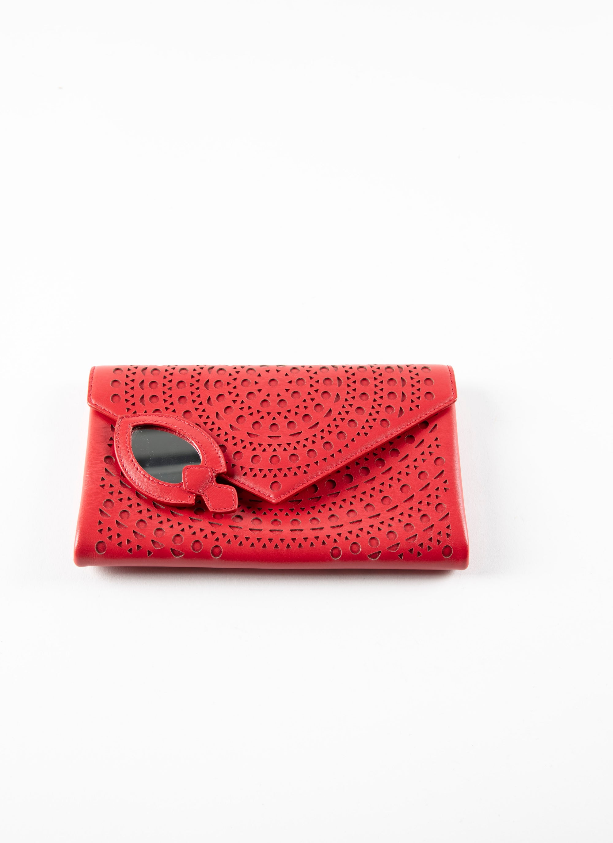 Pochette à motif ajouré en cuir - Rouge Vermeil
