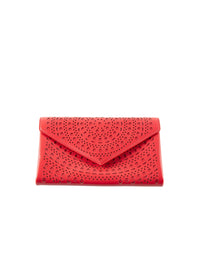 Pochette à motif ajouré en cuir - Rouge Vermeil