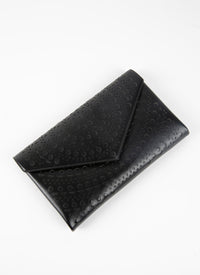 Openwork clutch bag in leather - Black